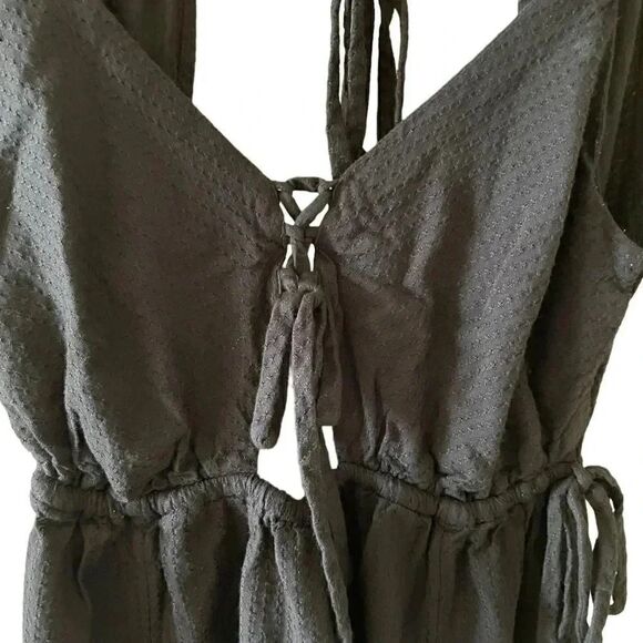 O’Neill Viscose Black Front Tie Straps  Slits Flowy Beach Maxi Womens Dress SZ S - Picture 12 of 16